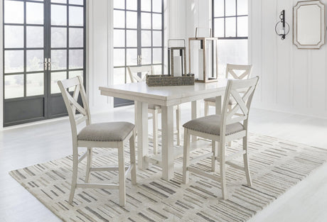 Robbinsdale Antique White Counter Height Dining Table And 4 Barstools - Ella Furniture