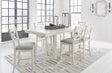 Robbinsdale Antique White Counter Height Dining Table And 6 Barstools - Ella Furniture