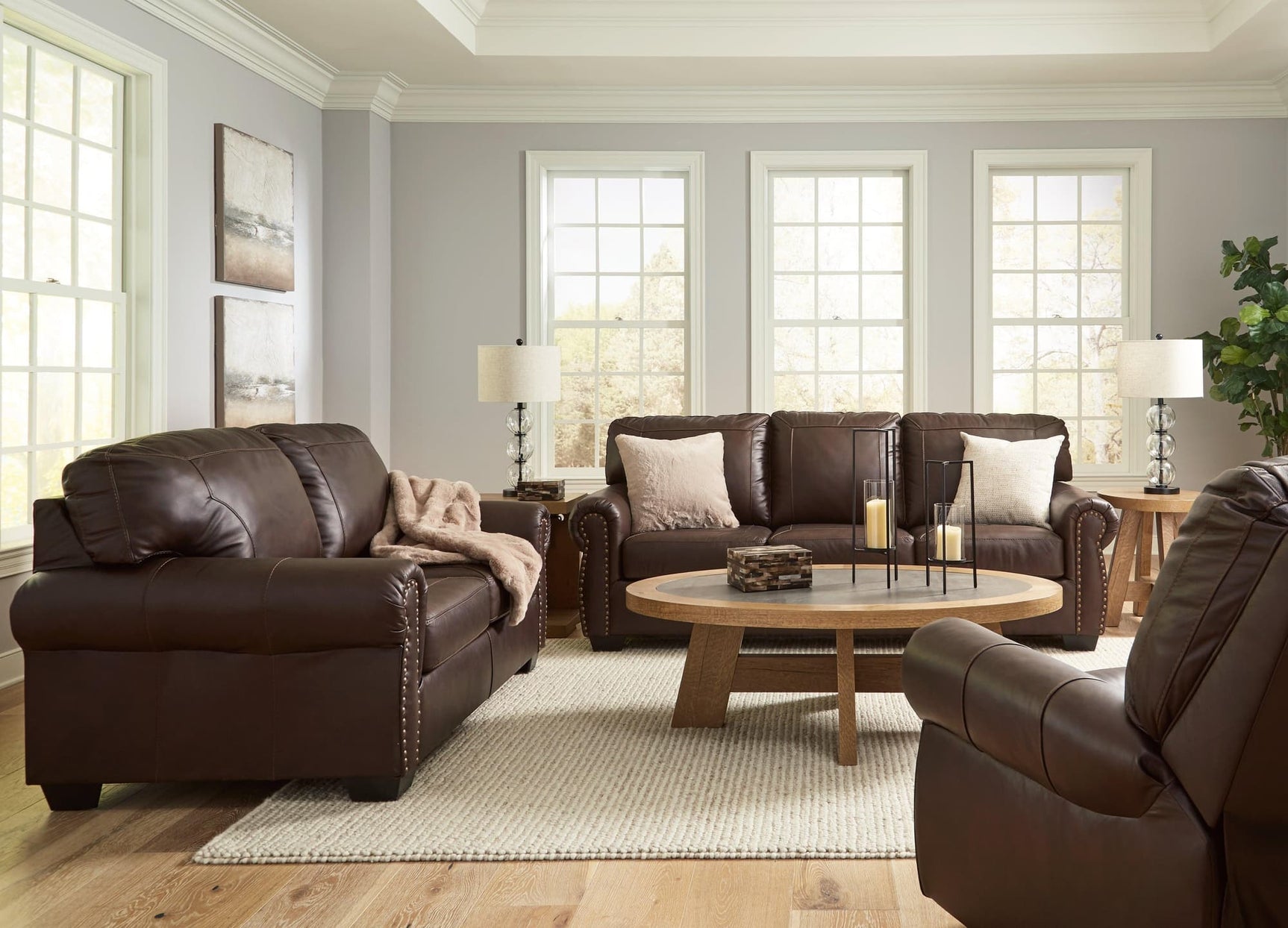 Colleton Dark Brown Sofa, Loveseat And Recliner - Ella Furniture