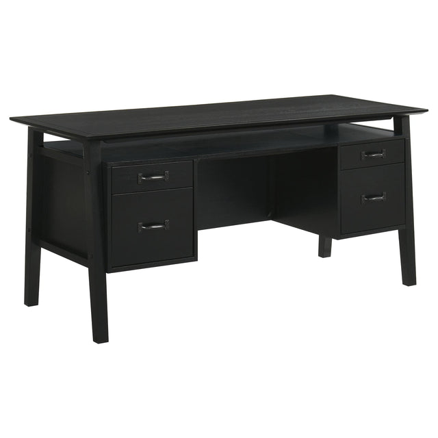 Goodson 64-inch 4-Drawer Double Pedestal Computer Desk Black