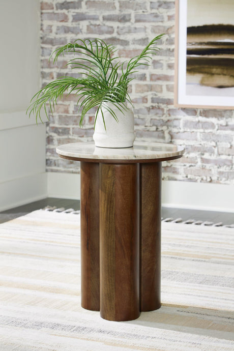 Henfield Beige/brown Accent Table - Ella Furniture