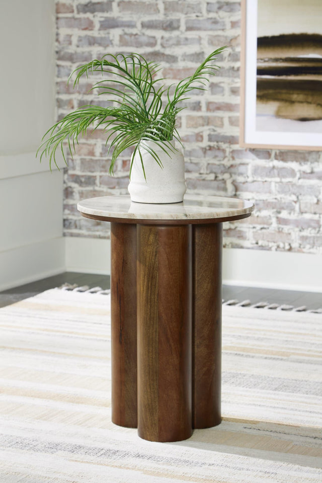 Henfield Beige/brown Accent Table - Ella Furniture