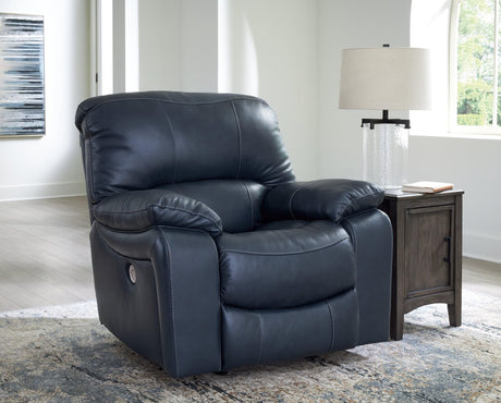 Leesworth Ocean Leather Power Recliner - Ella Furniture