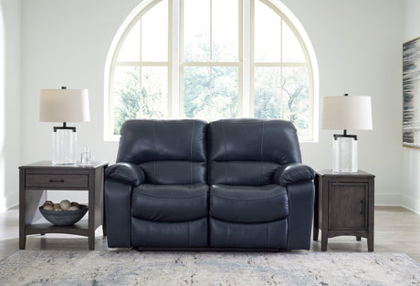 Leesworth Ocean Leather Power Reclining Loveseat - Ella Furniture