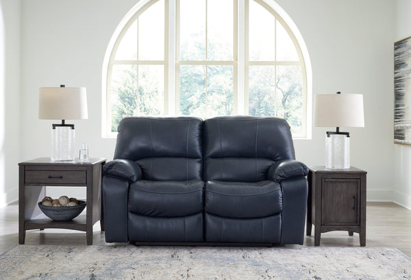 Leesworth Ocean Leather Power Reclining Loveseat - Ella Furniture