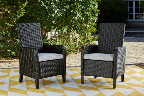 Beachcroft Black/light Gray Outdoor Arm Chair With Cushion (Set Of 2) - Ella Furniture