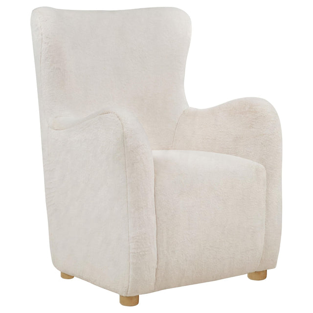 Thornton Faux Fur Upholstered Wingback Lounge Accent Chair Ivory