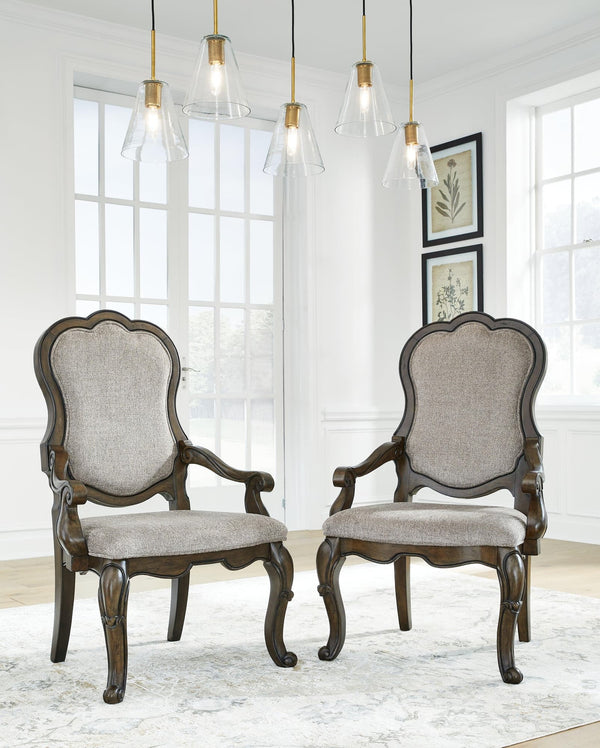 Maylee Dark Brown Dining Arm Chair - Ella Furniture