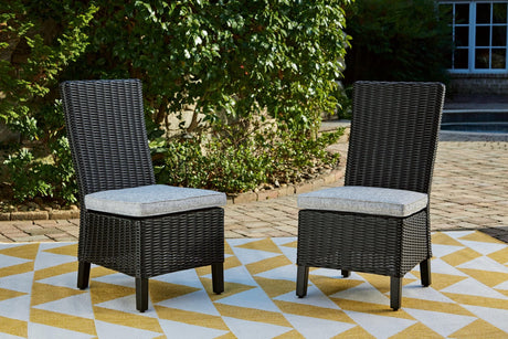 Beachcroft Black/light Gray Outdoor Side Chair With Cushion (Set Of 2) - Ella Furniture