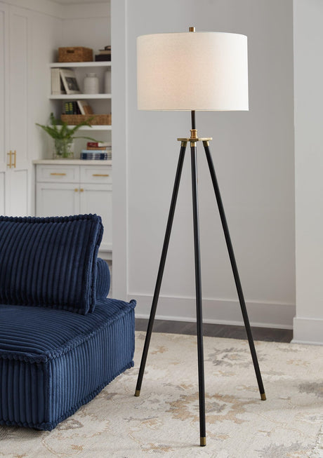 Cashner Black/gold Finish Floor Lamp - Ella Furniture