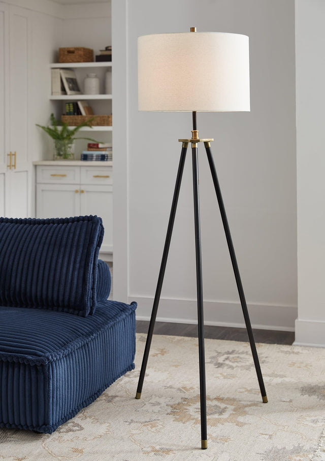 Cashner Black/gold Finish Floor Lamp - Ella Furniture
