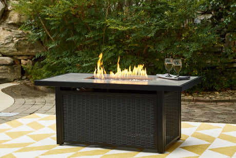 Beachcroft Black/light Gray Outdoor Fire Pit Table - Ella Furniture