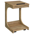 Ralston C-Shaped Lift-Top Sofa Side Table With Casters Mango