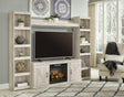 Bellaby Whitewash 4-Piece Entertainment Center With Electric Fireplace EW0331W8 - Ella Furniture