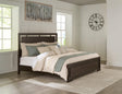 Covetown Dark Brown Queen Panel Bed - Ella Furniture