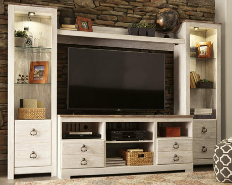 Willowton Whitewash 3-Piece Entertainment Center - Ella Furniture