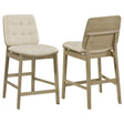 Redbridge Velvet Upholstered Counter Chair Cream and Natural Oak (Set of 2)