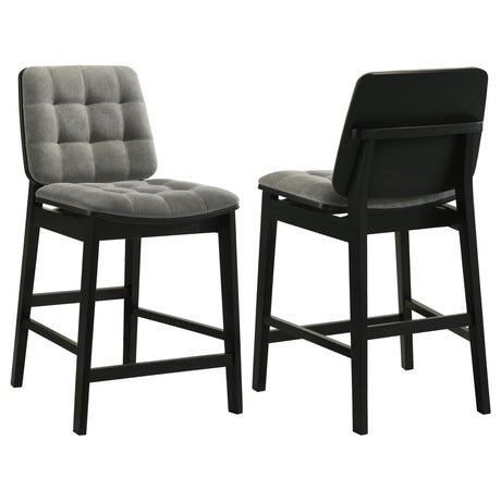 Redbridge Velvet Upholstered Counter Chair Grey and Black (Set of 2)