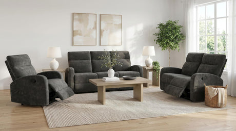 Hamilton 3-piece Chenille Manual Reclining Sofa Set Charcoal Grey