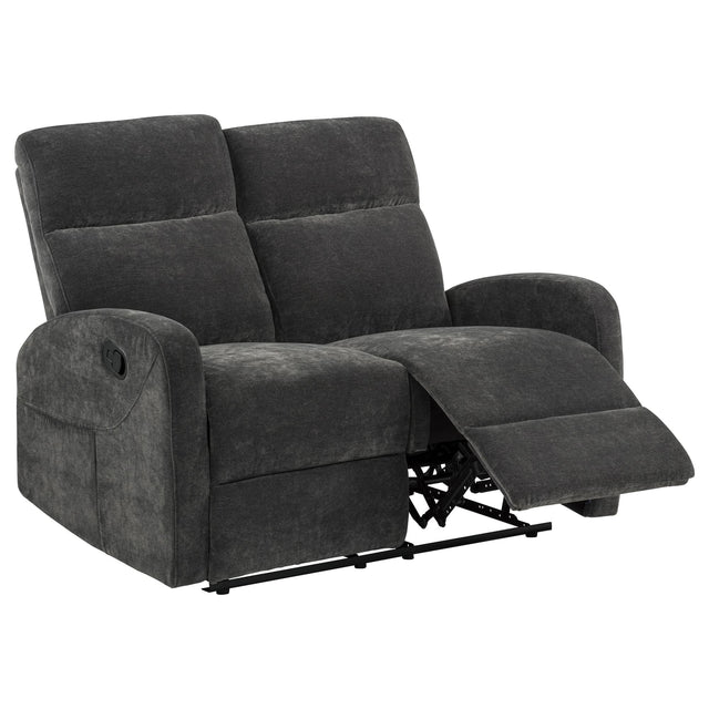Hamilton Chenille Upholstered Manual Reclining Loveseat Charcoal Grey