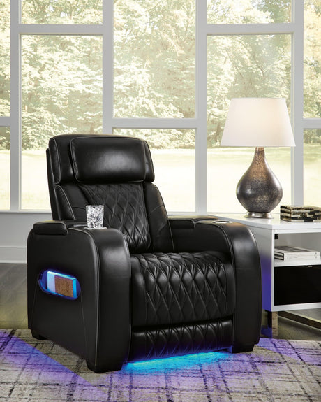 Boyington Black Leather Power Recliner - Ella Furniture