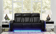 Boyington Black Leather Power Reclining Sofa - Ella Furniture