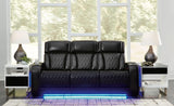Boyington Black Leather Power Reclining Sofa - Ella Furniture