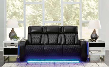 Boyington Black Leather Power Reclining Sofa - Ella Furniture