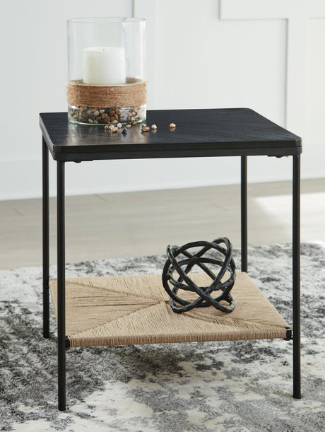 Minrich Black/natural Accent Table - Ella Furniture