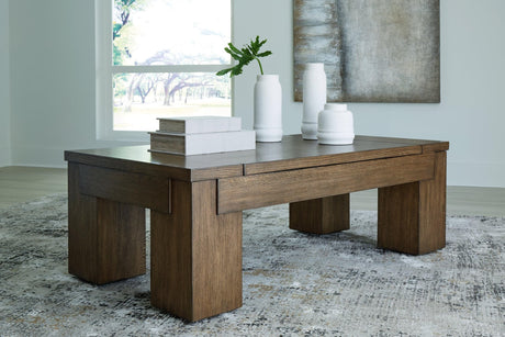 Rosswain Warm Brown Lift-top Coffee Table - Ella Furniture