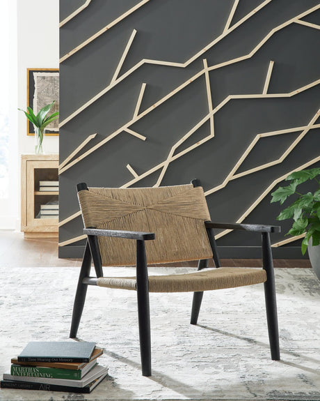 Halfmore Black/natural Accent Chair - Ella Furniture
