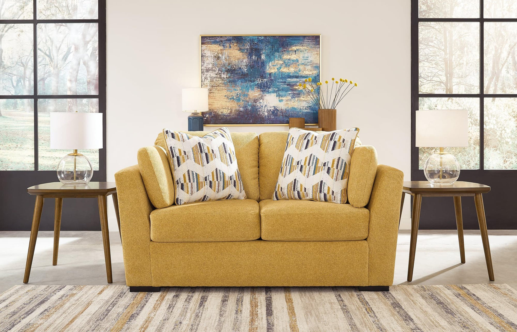 Keerwick Sunflower Chenille Loveseat [ETA: 05/09] - Ella Furniture