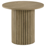 Hamlyn Round Fluted Occasional Side End Table Natural Oak