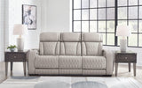 Boyington Gray Leather Power Reclining Sofa - Ella Furniture
