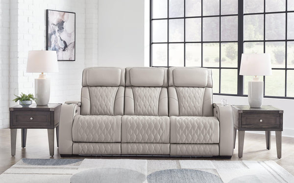Boyington Gray Leather Power Reclining Sofa - Ella Furniture