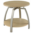 Dacre Round Engineered Wood Top Side End Table Greige