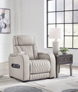 Boyington Gray Leather Power Recliner - Ella Furniture