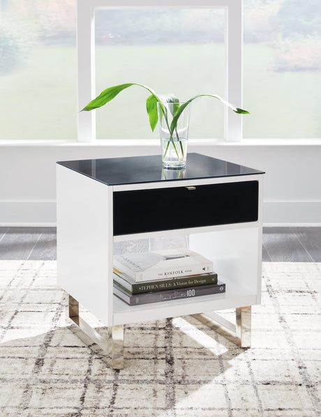 Gardoni White/black End Table - Ella Furniture