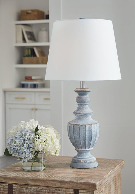 Cylerick Antique Blue Table Lamp - Ella Furniture