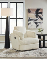 Tie-breaker Ivory Velvet Swivel Glider Recliner - Ella Furniture