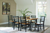 Blondon Brown/black Dining Table And 6 Chairs (Set Of 7) - Ella Furniture