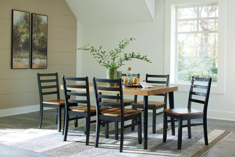 Blondon Brown/black Dining Table And 6 Chairs (Set Of 7) - Ella Furniture