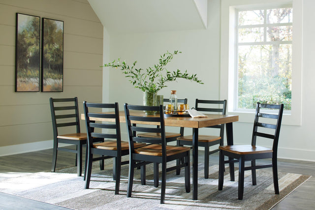 Blondon Brown/black Dining Table And 6 Chairs (Set Of 7) - Ella Furniture