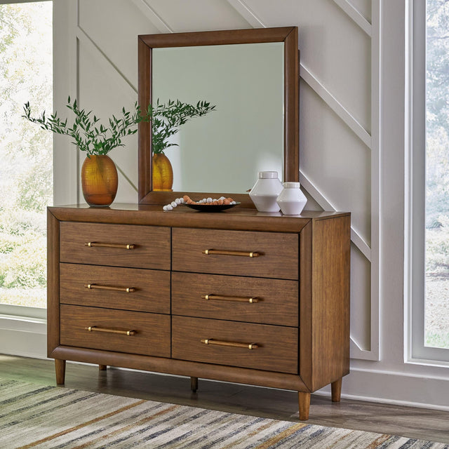 Lyncott Brown Dresser And Mirror - Ella Furniture