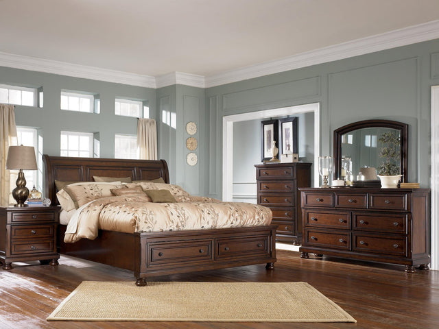 Porter Rustic Brown Sleigh Bedroom Set - Ella Furniture