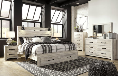 Cambeck Whitewash Panel 2 Storage Bedroom Set - Ella Furniture