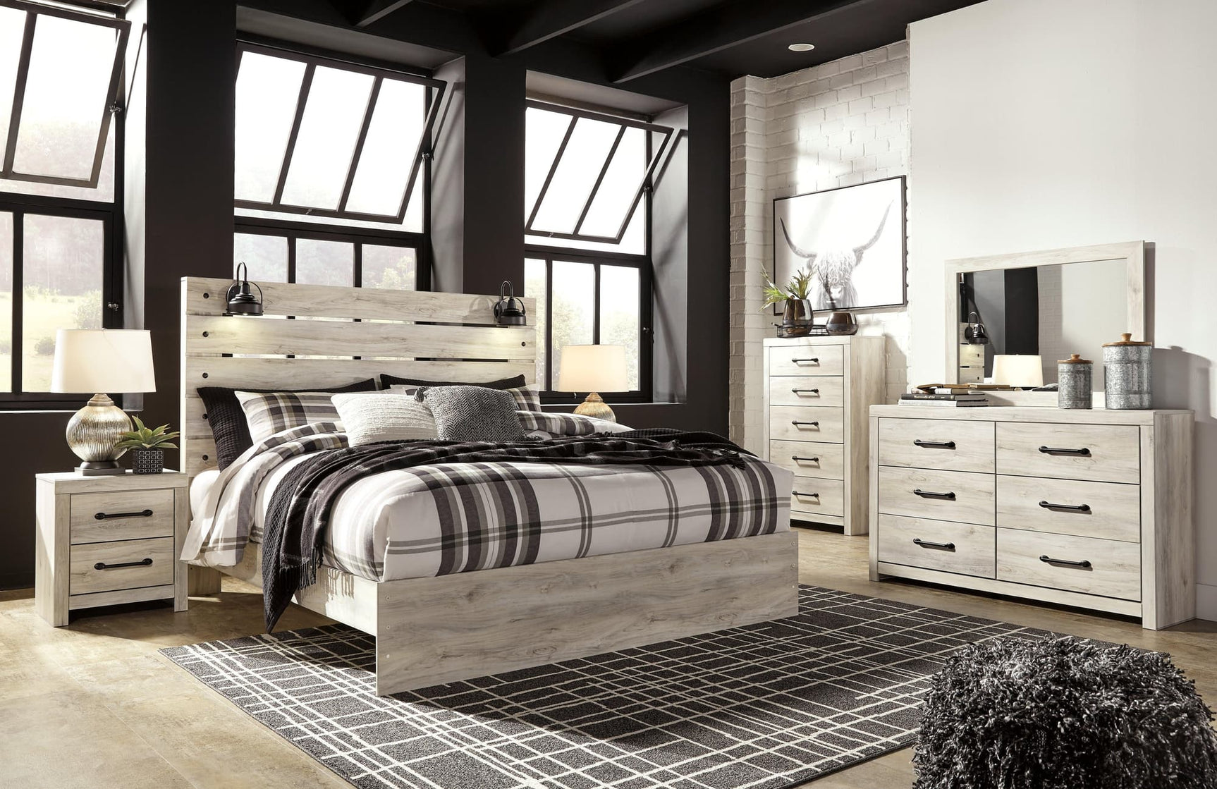 Cambeck Whitewash Panel Bedroom Set - Ella Furniture