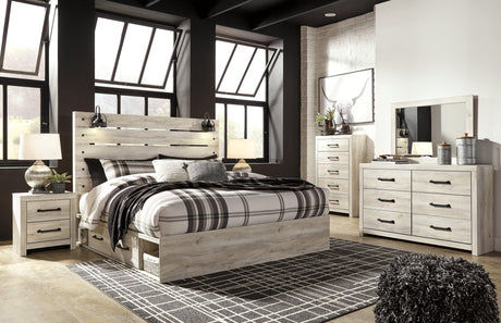 Cambeck Whitewash Panel 4 Storage Bedroom Set - Ella Furniture