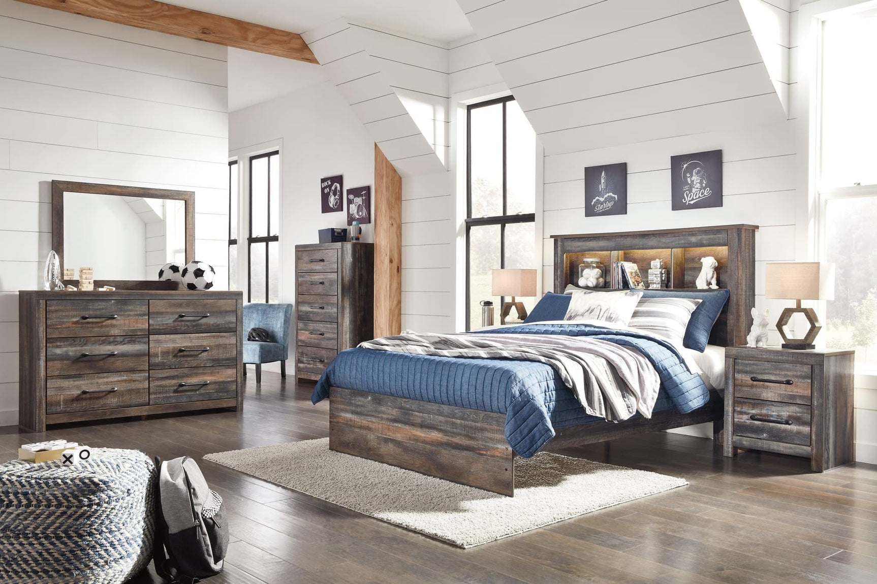 Drystan Multi Bookcase Bedroom Set - Ella Furniture