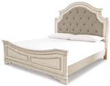 Realyn Chipped White Upholstered Panel Bedroom Set - Ella Furniture